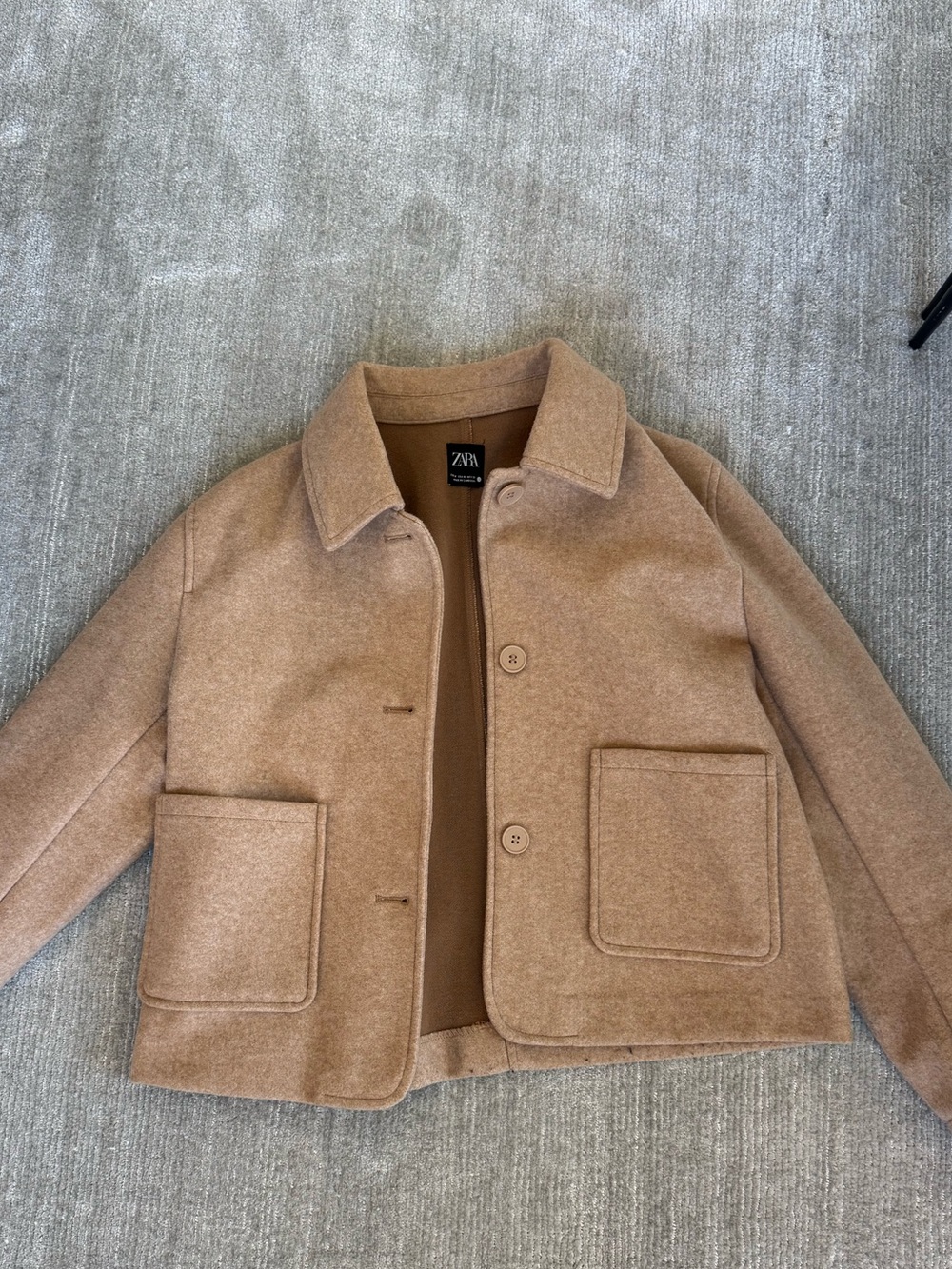 ZARA Tan Wool-Blend Short Coat